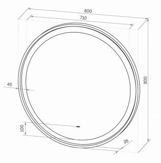 Зеркало с подсветкой Continent Planet Black ЗЛП684 с бесконтактным сенсором 80см чёрный